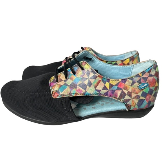 CLOUD Shoes - Cloud women’s 38 Black Geometric Open Side Stretch Comfort Oxford Shoes 7.5